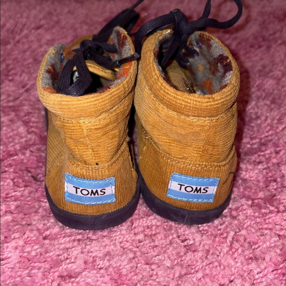 Tom’s Youth Bota’s Khaki Cord Ankle Boots Tan Size 3Y - Picture 4 of 6